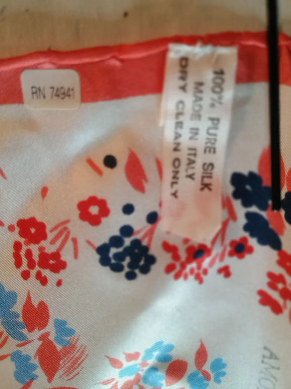 Romano Di Roma Italy Silk Floral Coral and White Scarf 30x30 New